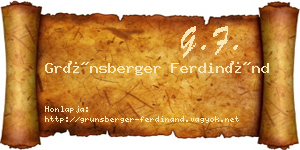 Grünsberger Ferdinánd névjegykártya